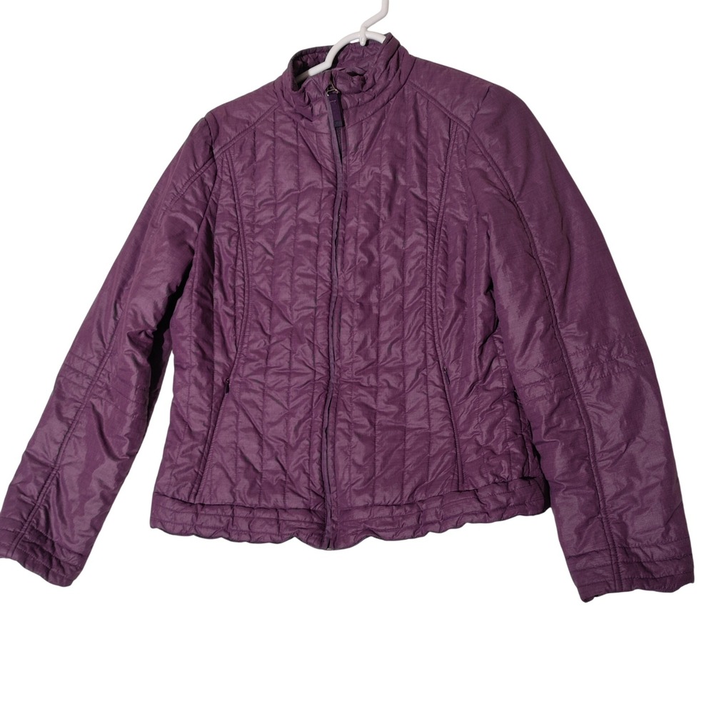 Prana Women Quilted Puffer Jacket Plum Purple Full Zip Lightweight M - Imperfect